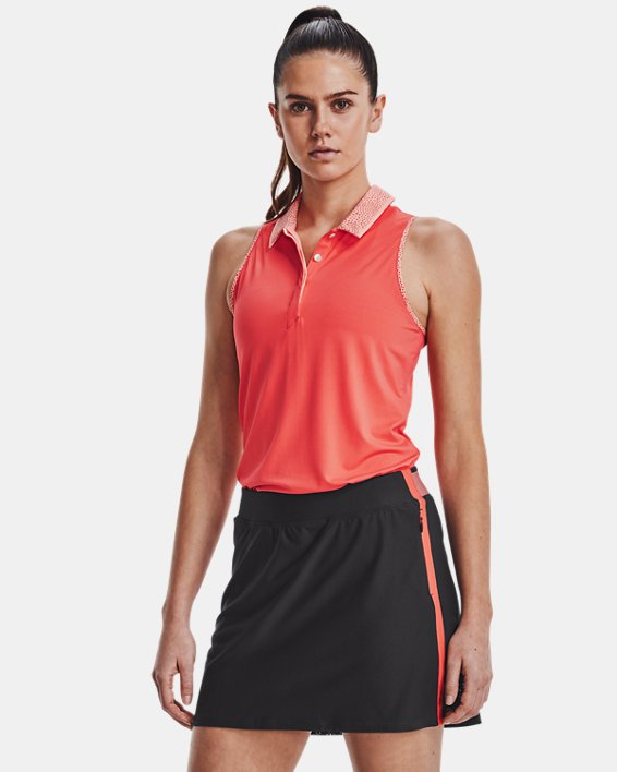 Women's UA Iso-Chill Sleeveless Polo, Orange, pdpMainDesktop image number 0